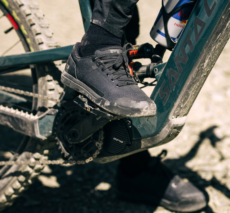 Close up of Union Canvas mtb shoes.